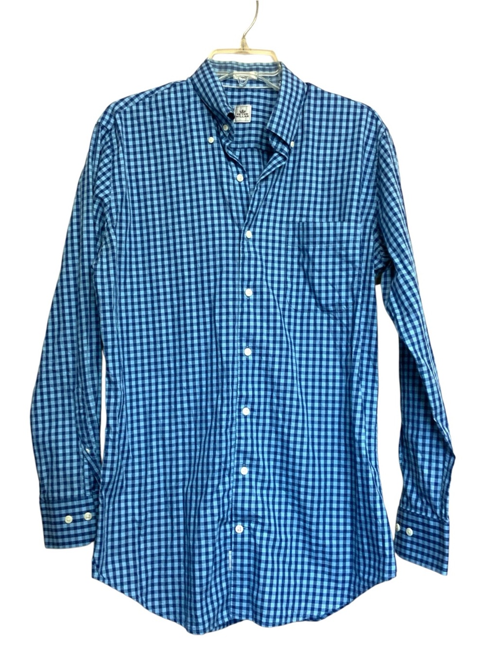 Peter Millar Shirt Blue Plaid Check Button Down